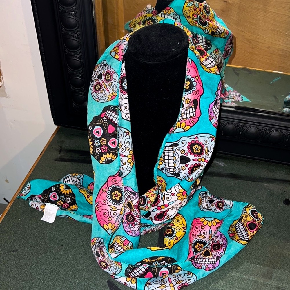 Dia de Los Muertos Sugar Skull Scarf Full Color Long Fashion Scarf NEW